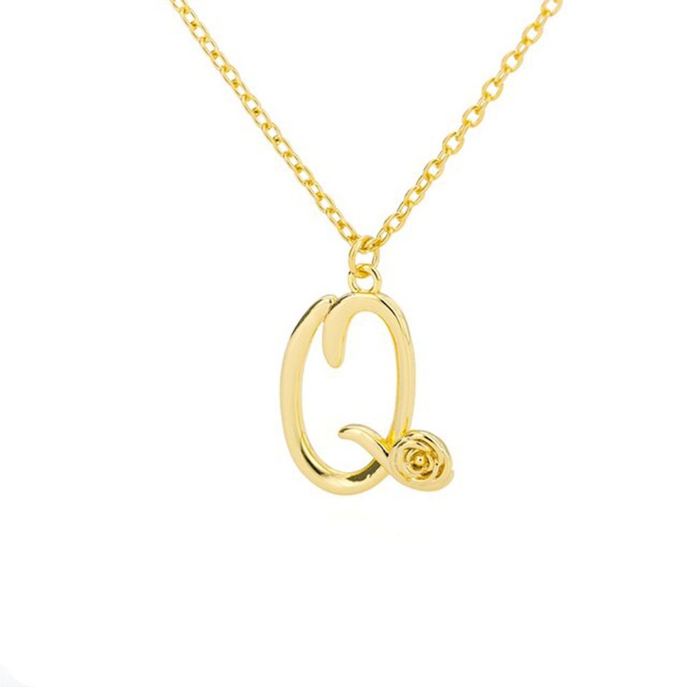 Letter Flower Necklace - Letter Q